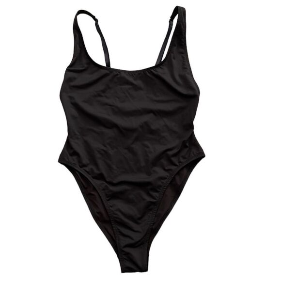 NWT SKIMS Scoop Neck One Piece In Onyx Black Sexy Cheeky Swimsuit - Picture 7 of 8